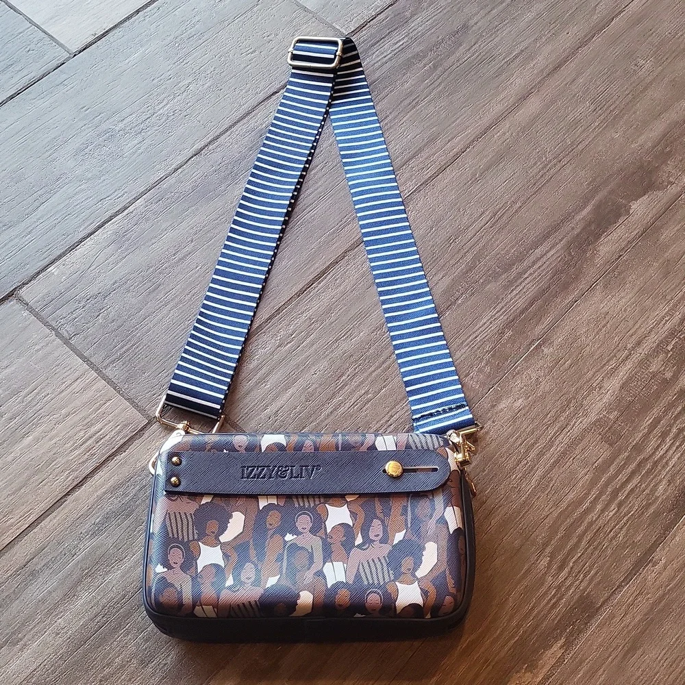 IZZY & LIV Powerful Women Crossbody Clutch Bag w/ Adjustable Strap Gold Accents - Picture 11 of 13